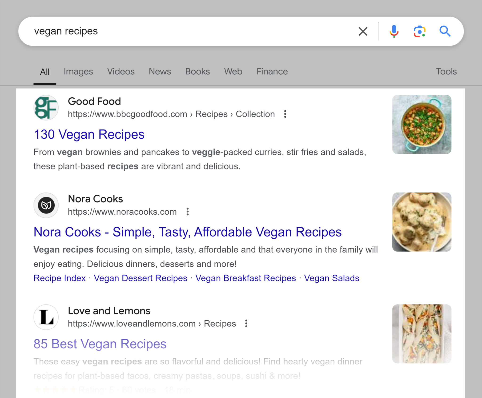 google-serp-vegan-recipes 10 Types of Keywords with Examples (+ How to Find Them)