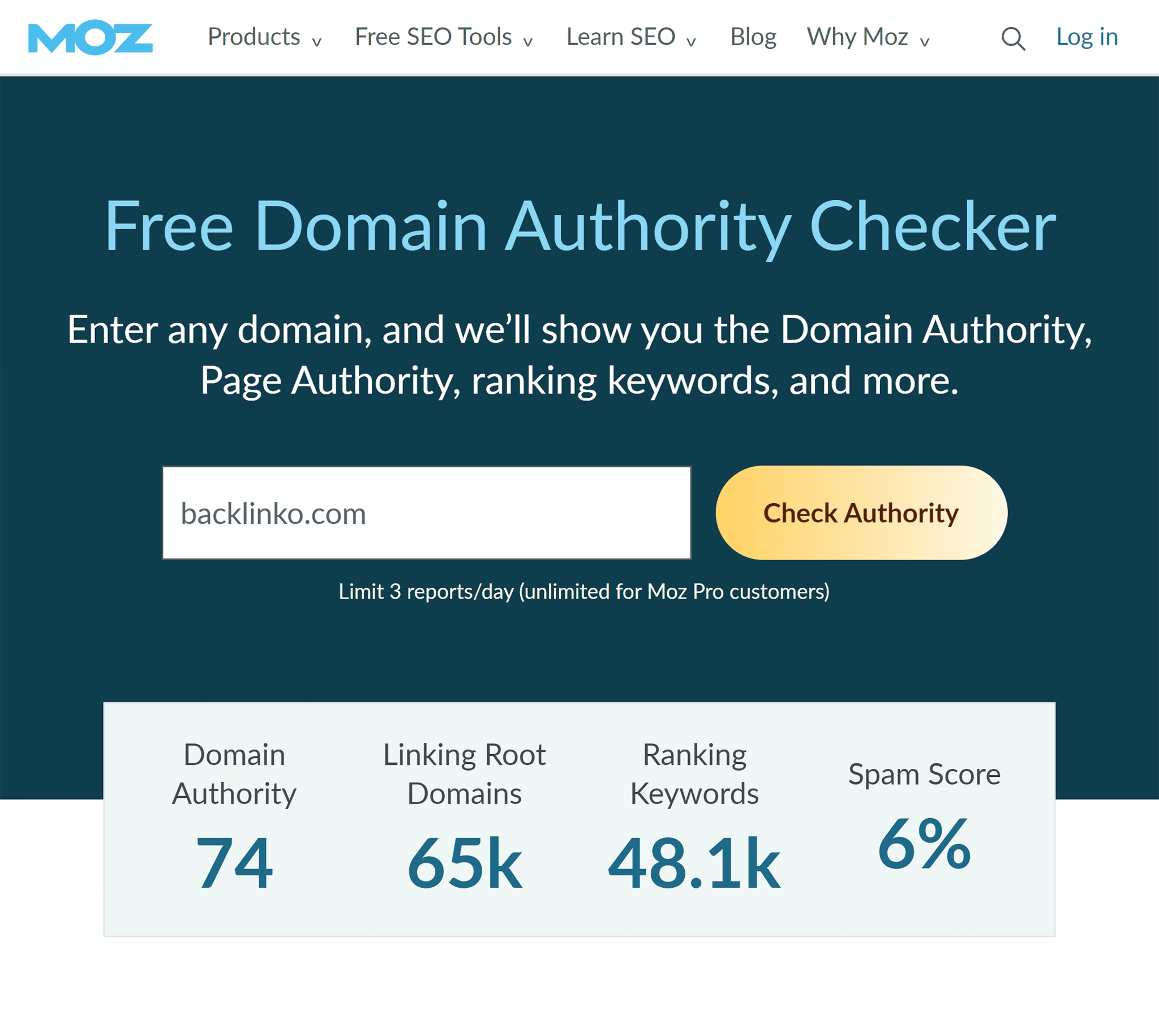 moz-authority-checker-backlinko How to Increase Website Authority (7 Proven Strategies)