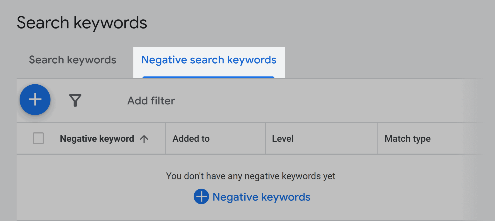 search-keywords-negative-search-keywords How to Use Keyword Match Types in Google Ads