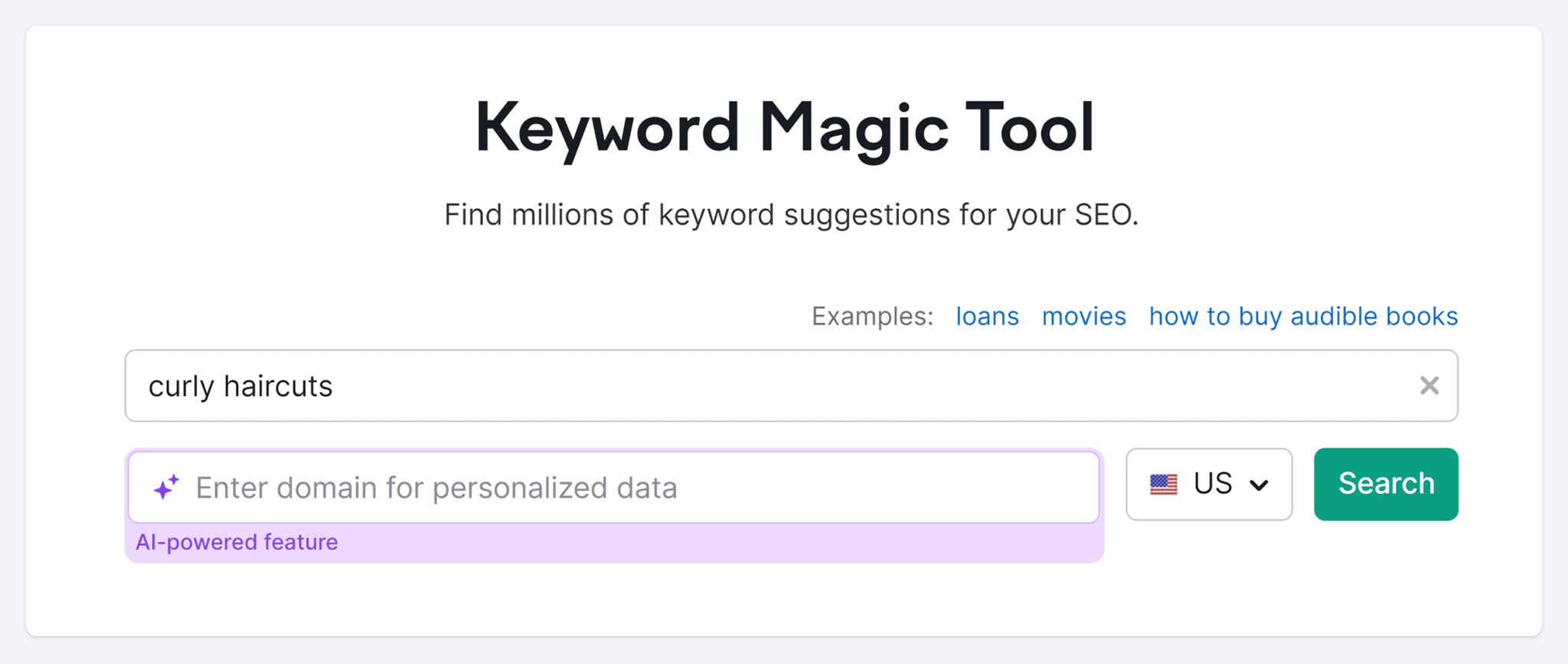 semrush-keyword-magic-tool-search-curly-haircuts How to Do SEO for Your New Website [10-Step Guide]