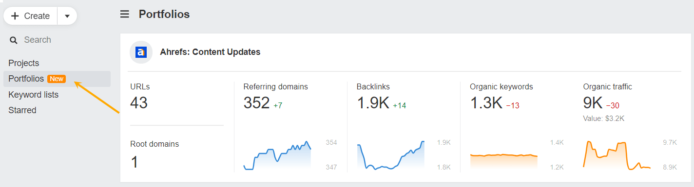 arrow-pointing-to-portfolios-in-ahrefs-2 SERP Volatility: Why Your Rankings Are in Flux