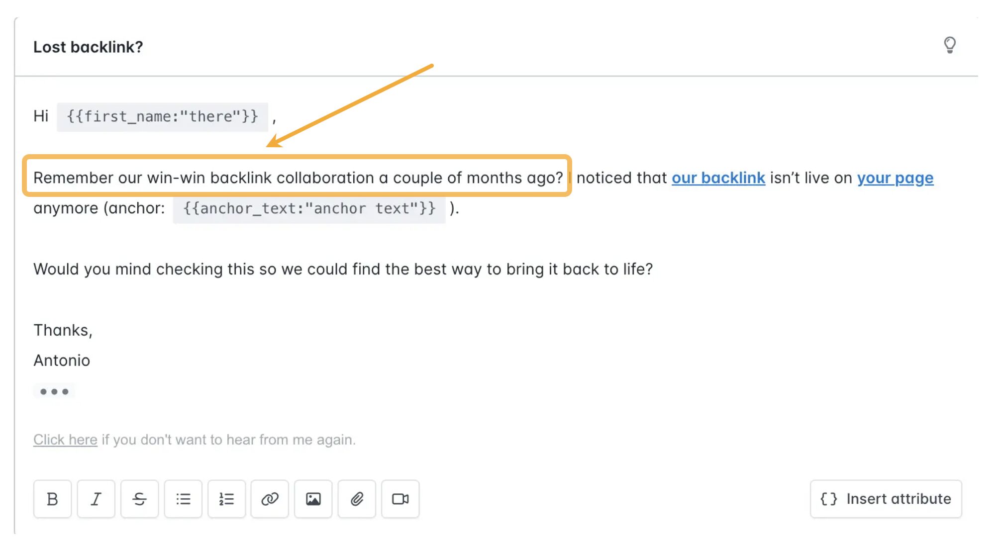 example-link-reclamation-outreach-email Link Reclamation: How to Easily Find (and Reclaim) Lost Backlinks