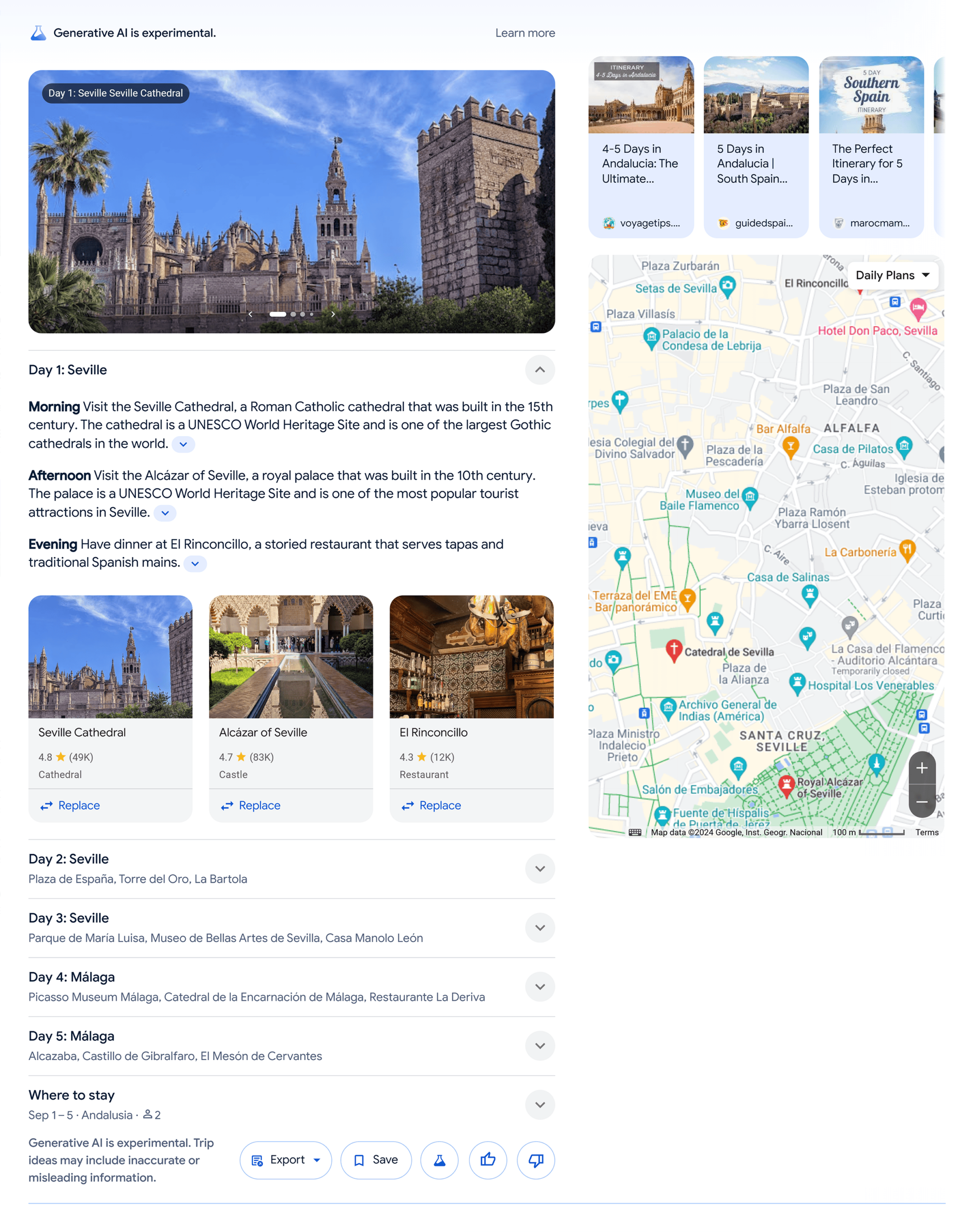 google-serp-5-day-travel-itinerary-in-andalucia-spain-ai-overview AI Overviews: What They Are and How to Optimize for Them