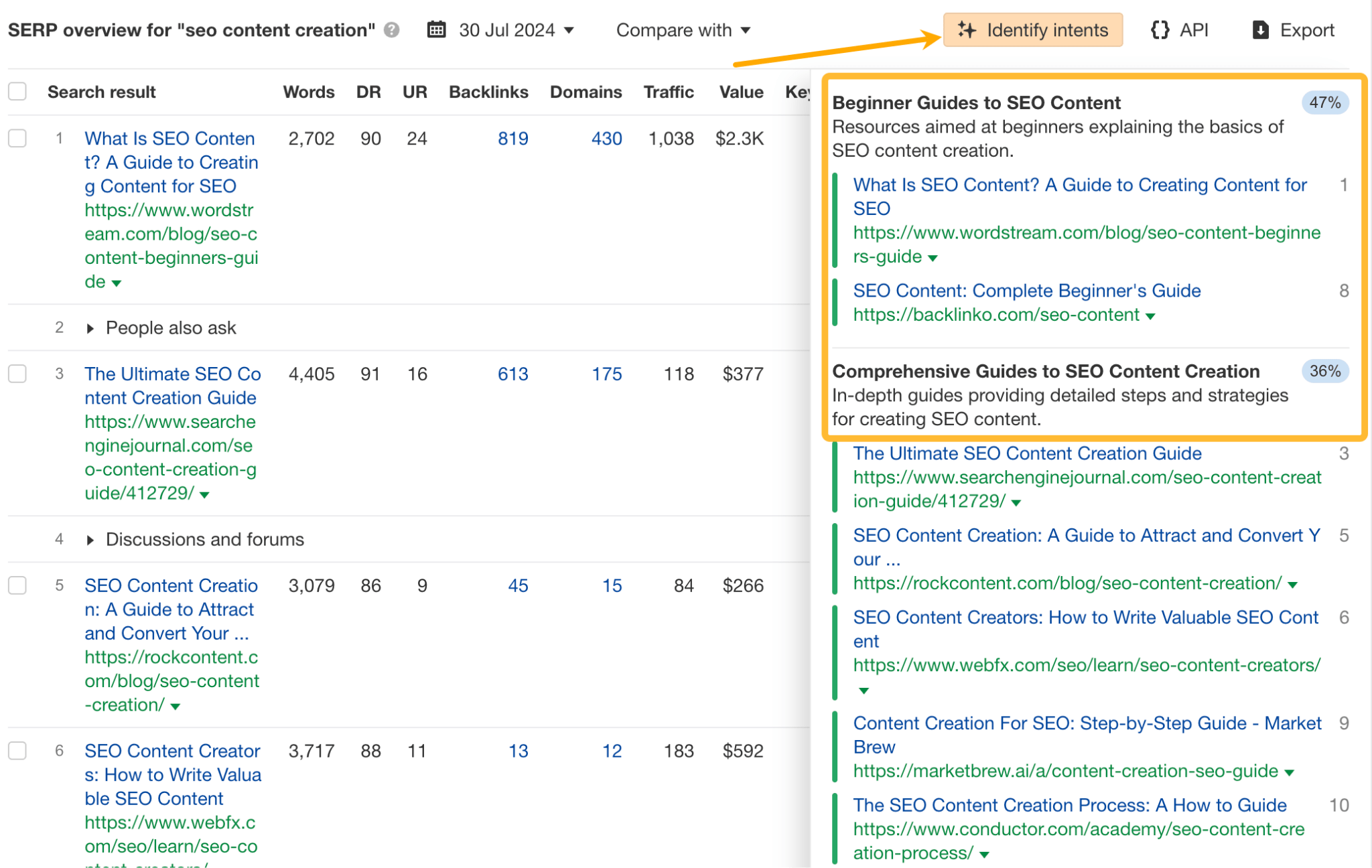 identify-intents-feature-in-ahrefs-keywords-explo Follow My SEO Content Creation Process: How I Rank #1 on Google