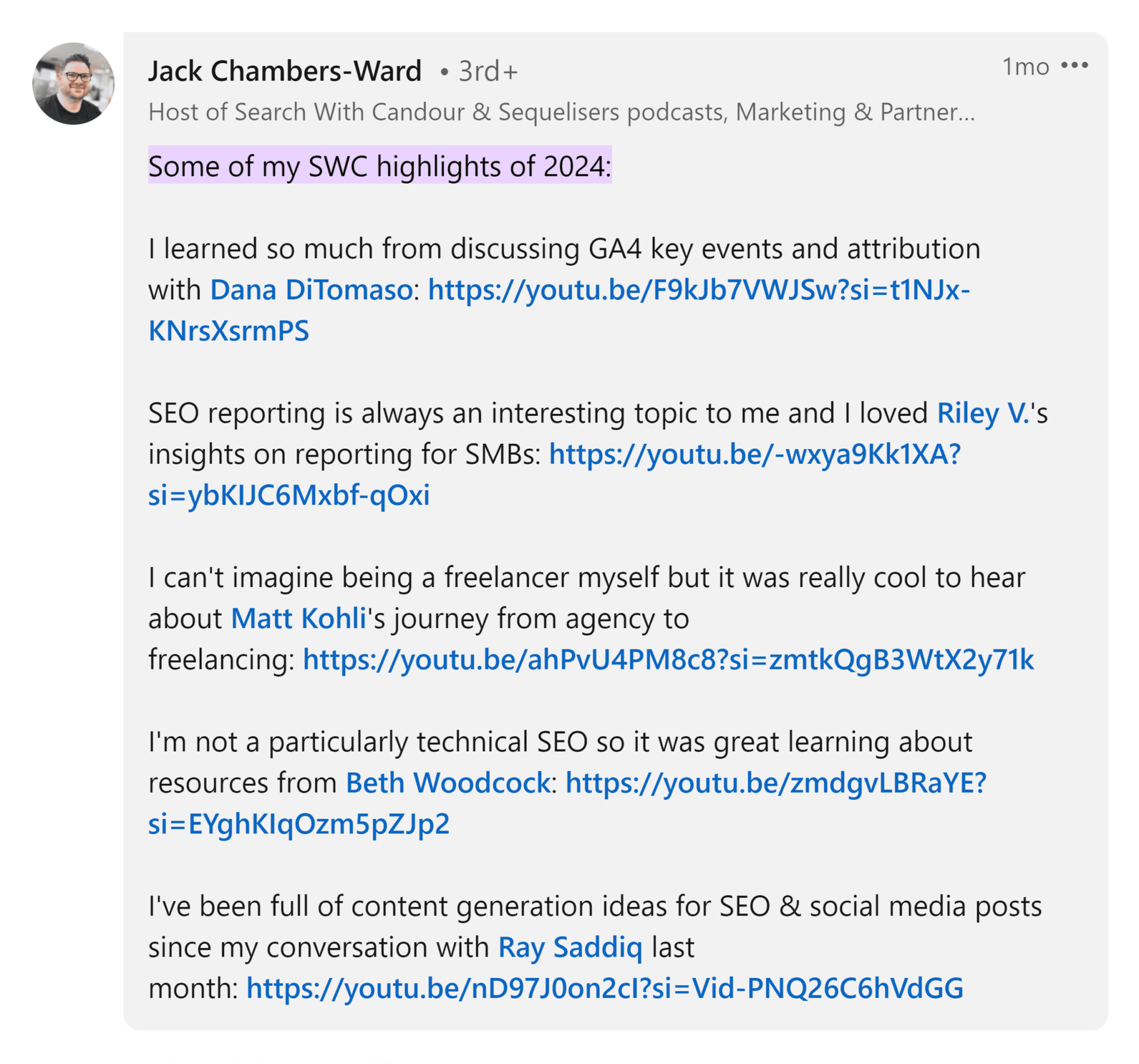 linkedin-jack-chambers-ward-reply 8 Remarkable SEO Podcasts to Level Up Your Knowledge