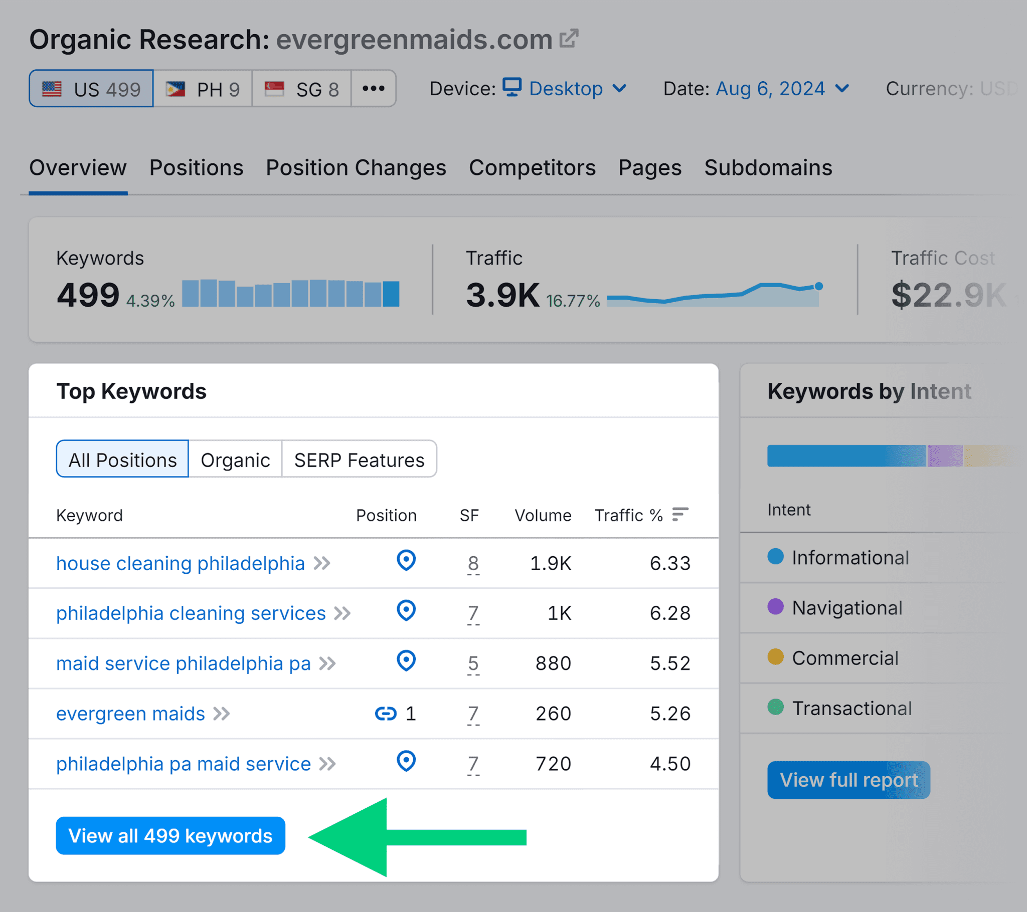 organic-research-results-top-keywords 5 Ways to Search a Website for Keywords (+ Examples)