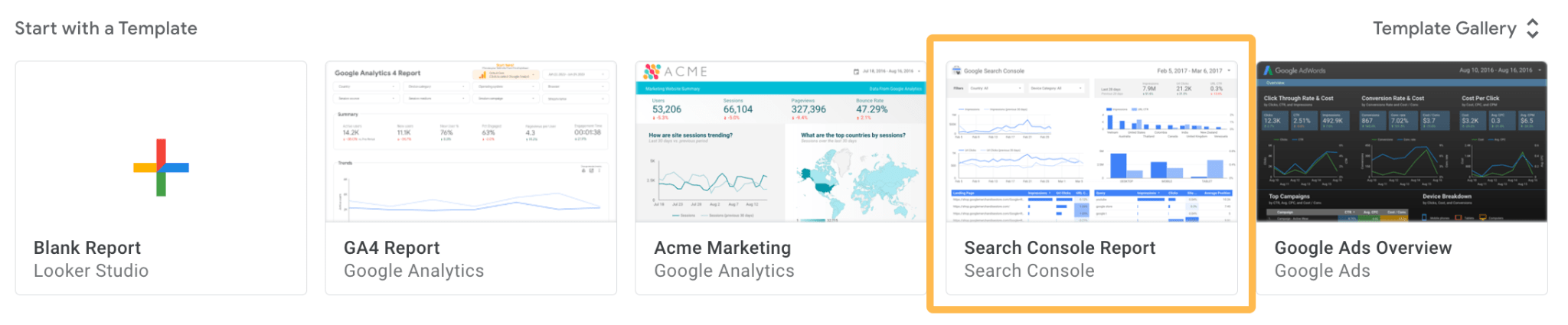 selecting-the-gsc-report-template-screenshot SEO Reporting Dashboards (For 3 Different Types of Websites)