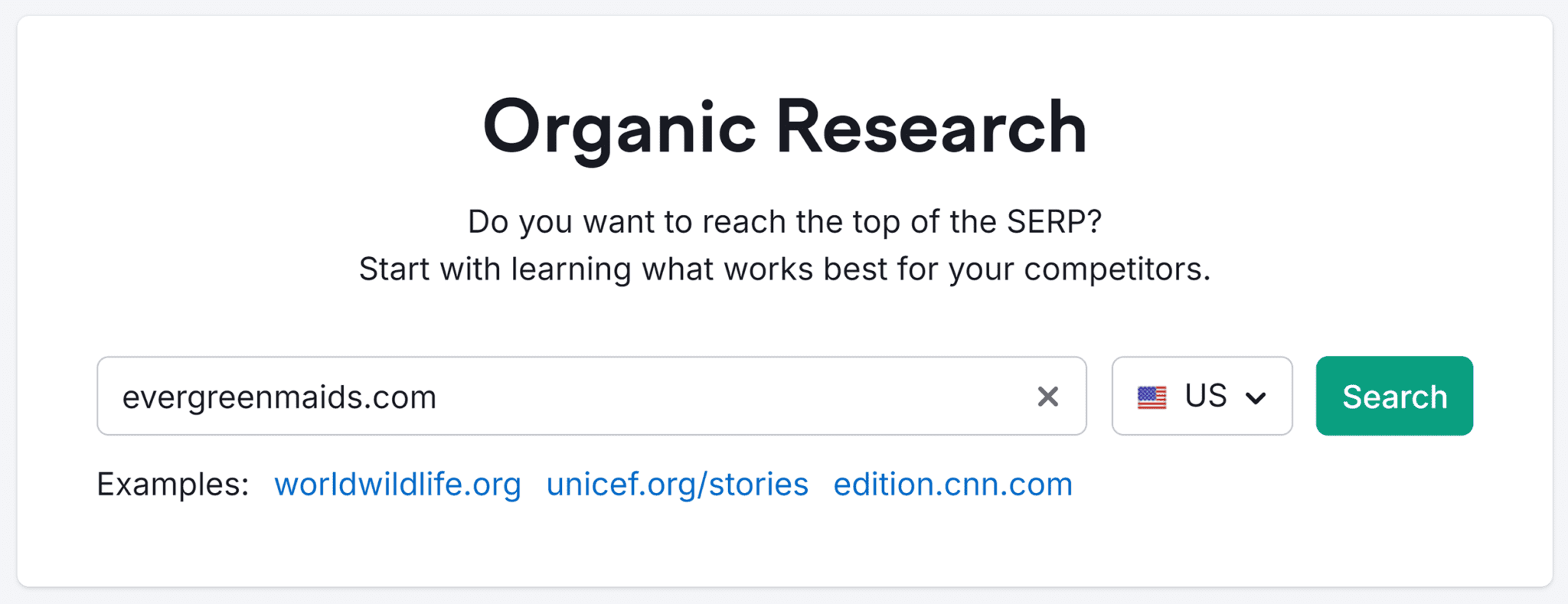 semrush-organic-research-search-evergreenmaids-com 5 Ways to Search a Website for Keywords (+ Examples)