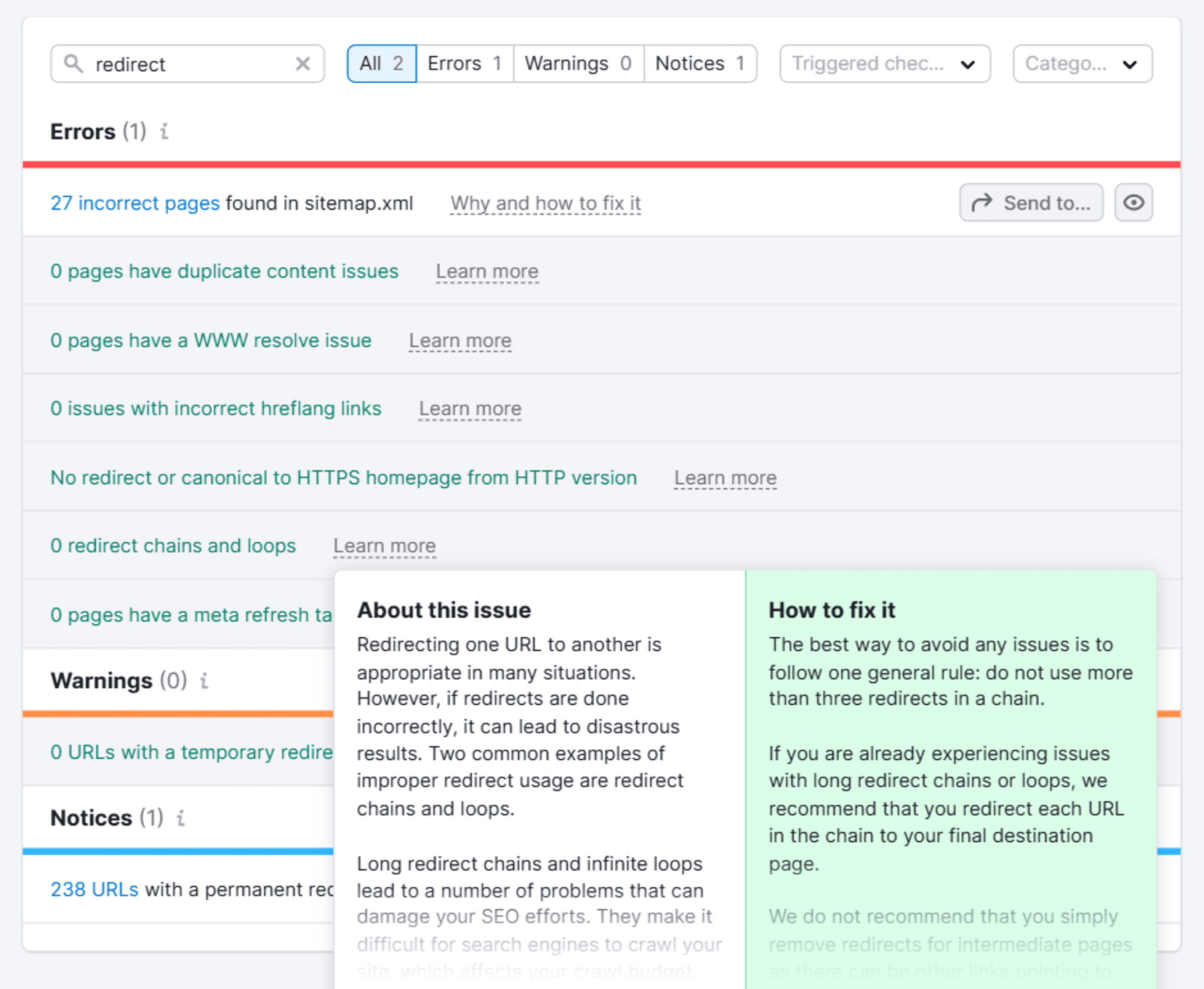 semrush-site-audit-redirect-1 Redirects 101: A Beginner’s Guide to Setup & Best Practices