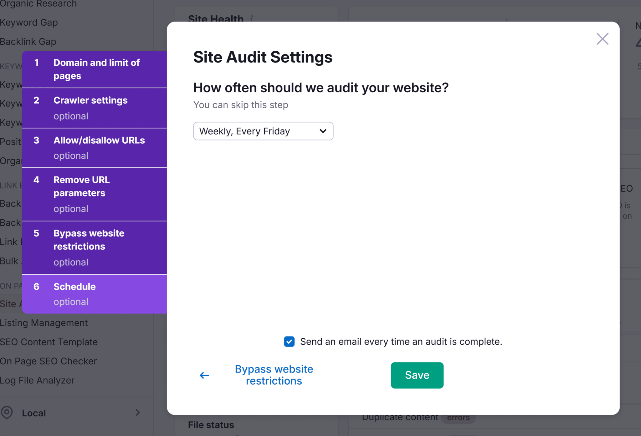 site-audit-campaign-settings-schedule 5 Best SEO Audit Tools for More Traffic