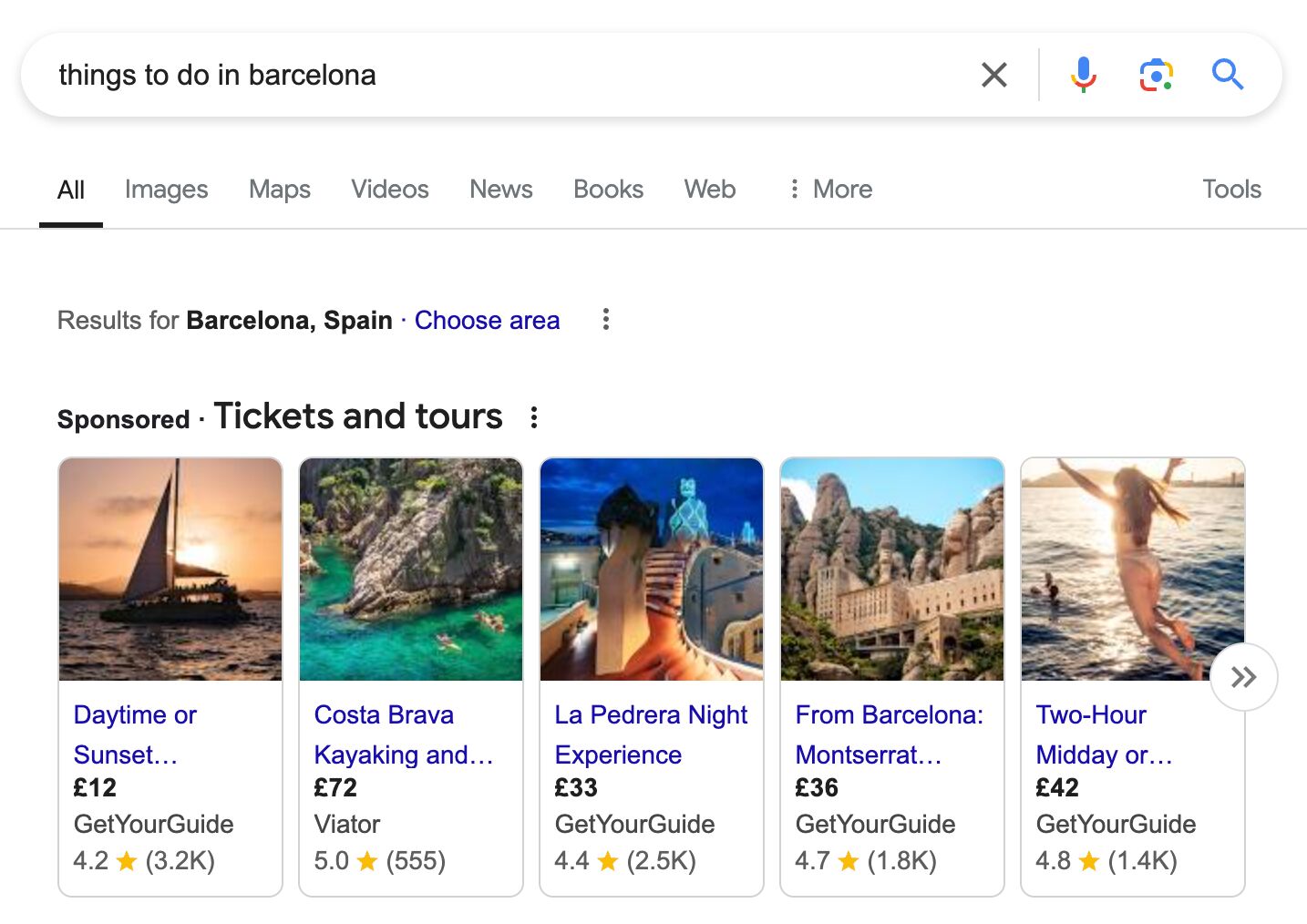 sponsored-ads-for-things-to-do-in-barcelona Travel SEO: 8 Strategies From Actual Travel Publishers and SEOs