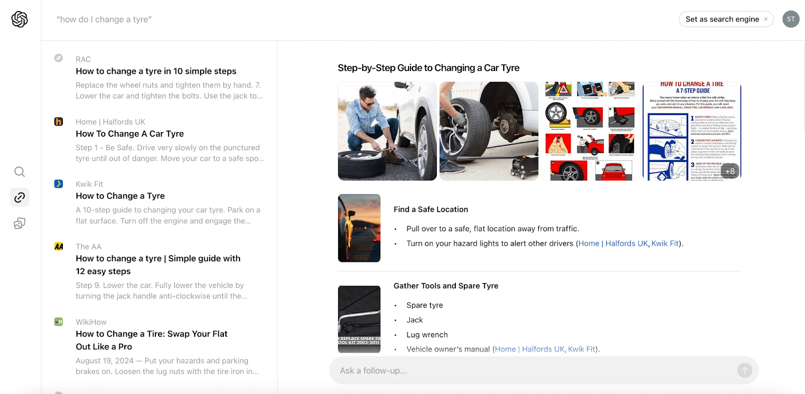 SearchGPT-How-do-I-change-a-tyre SearchGPT: What you need to know about OpenAI’s search engine