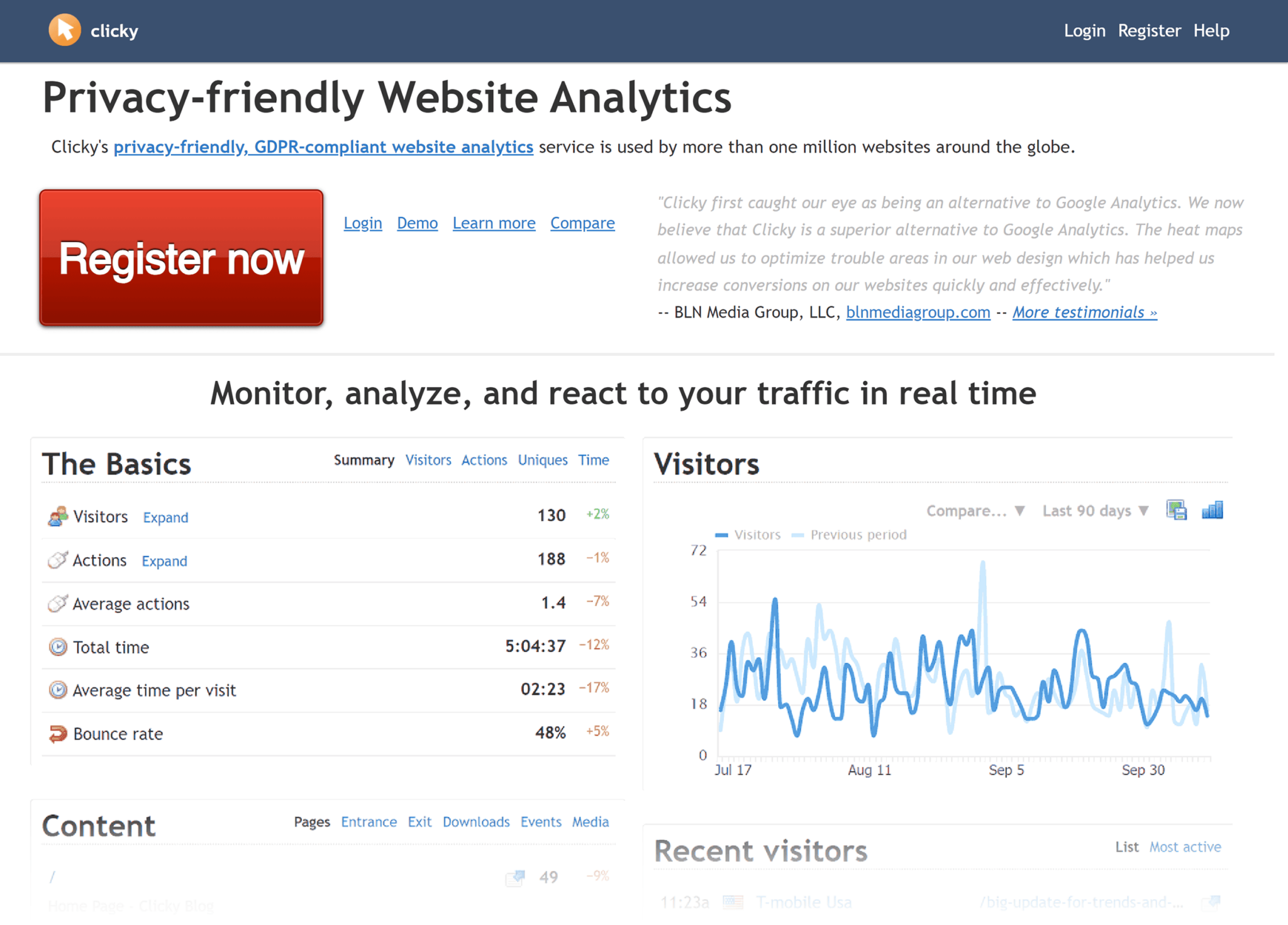 clicky-homepage 7 Top Google Analytics Alternatives (Free and Paid)