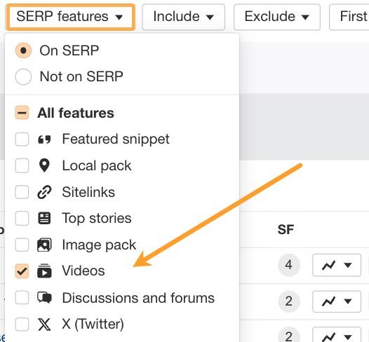 serp-feature-filter-in-ahrefs-with-videos-select Advanced SEO: My Top 8 Tactics Shared By 107 SEOs