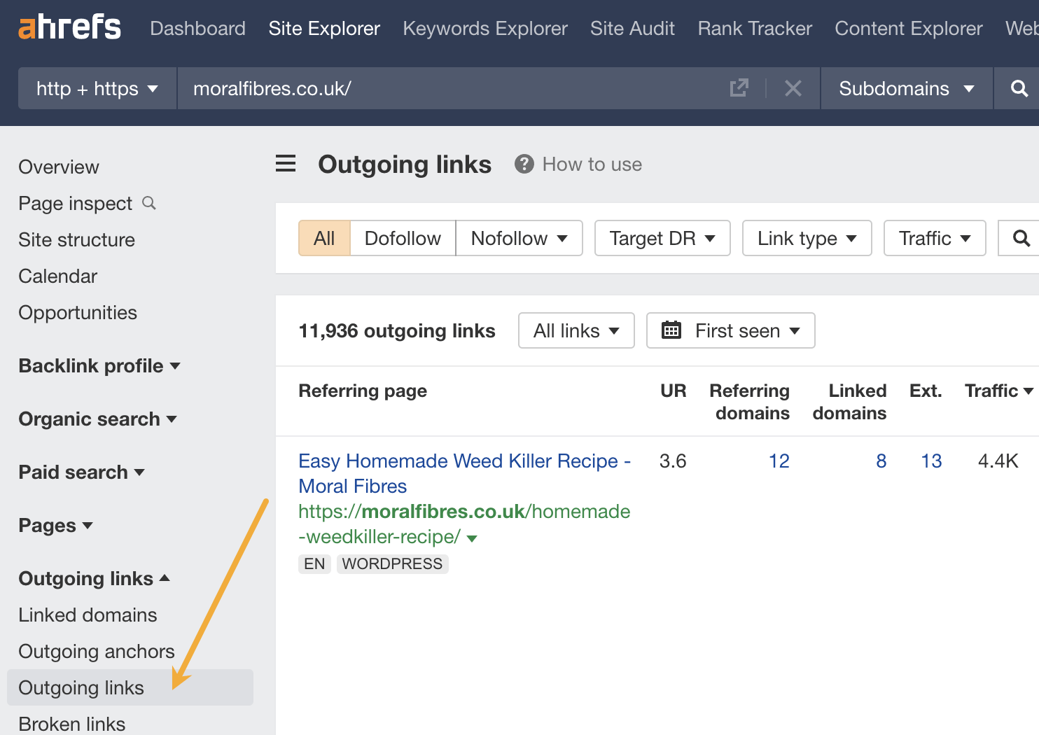 finding-outgoing-links-in-ahrefs-site-explorer 11 Affiliate Marketers Share Genius Tips for 2024