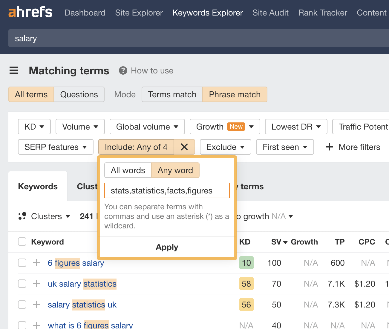 finding-stats-keywords-in-keywords-explorer 12 Link Builders Share Strategies That Work in 2024