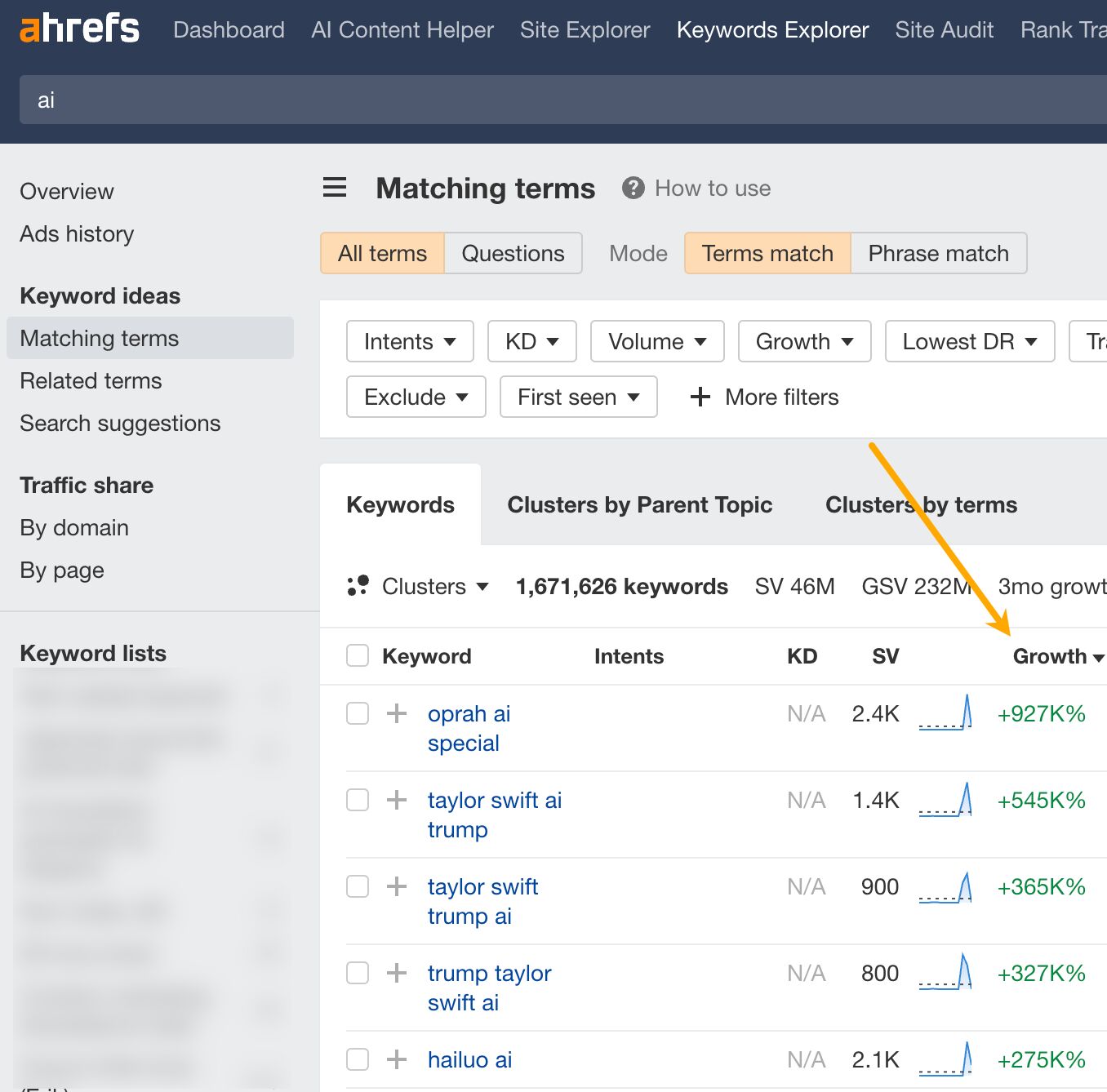 matching-terms-sorted-by-growth-1 How to Find Trending Keywords for SEO