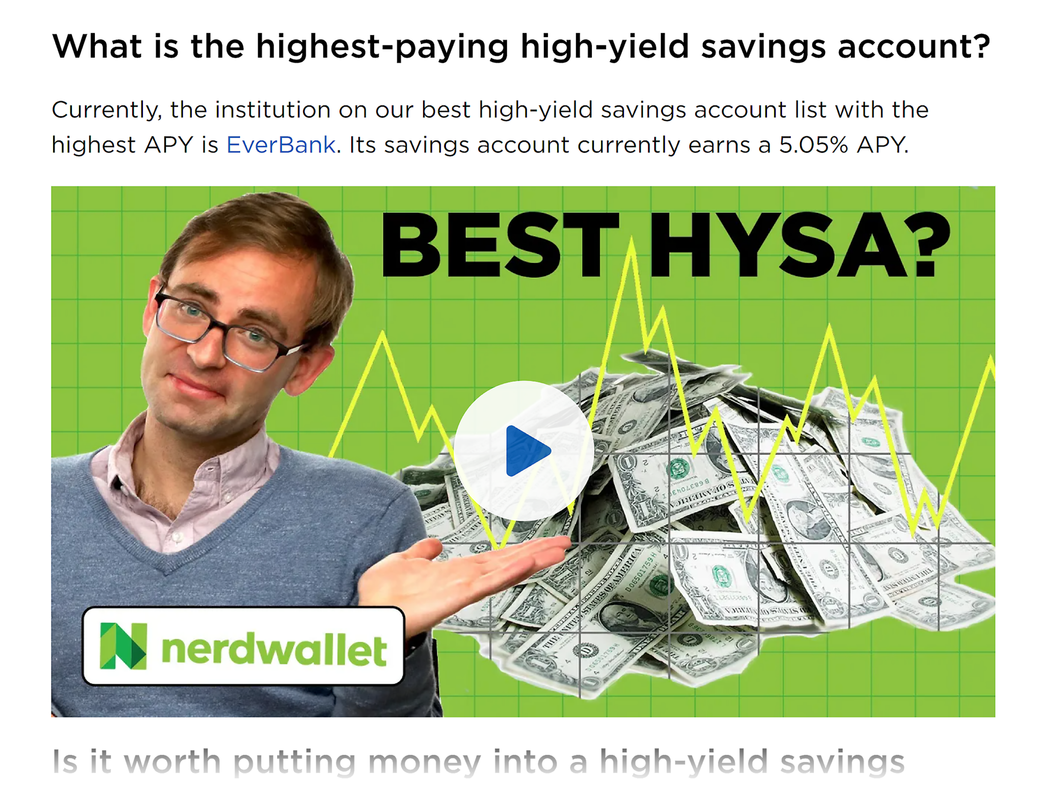 NerdWallet – Video content embeded in the article