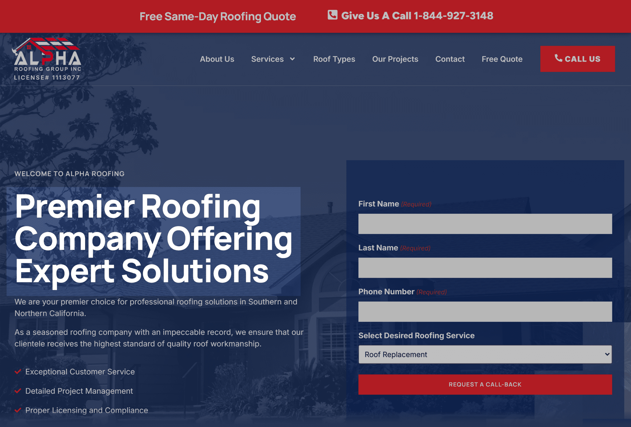 alpharoofing-homepage SEO For Roofers: 6-Step Guide to Attract More Leads