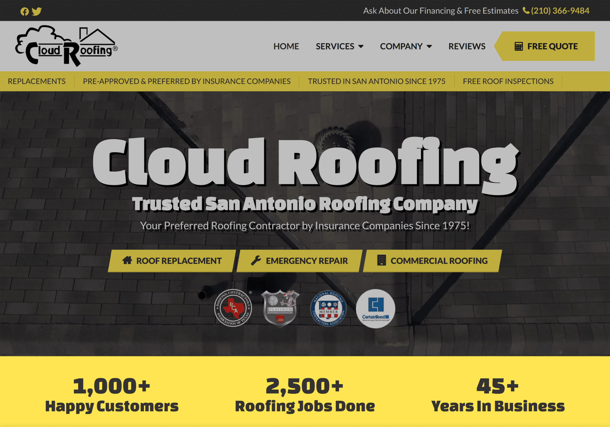 cloudroofing-homepage SEO For Roofers: 6-Step Guide to Attract More Leads