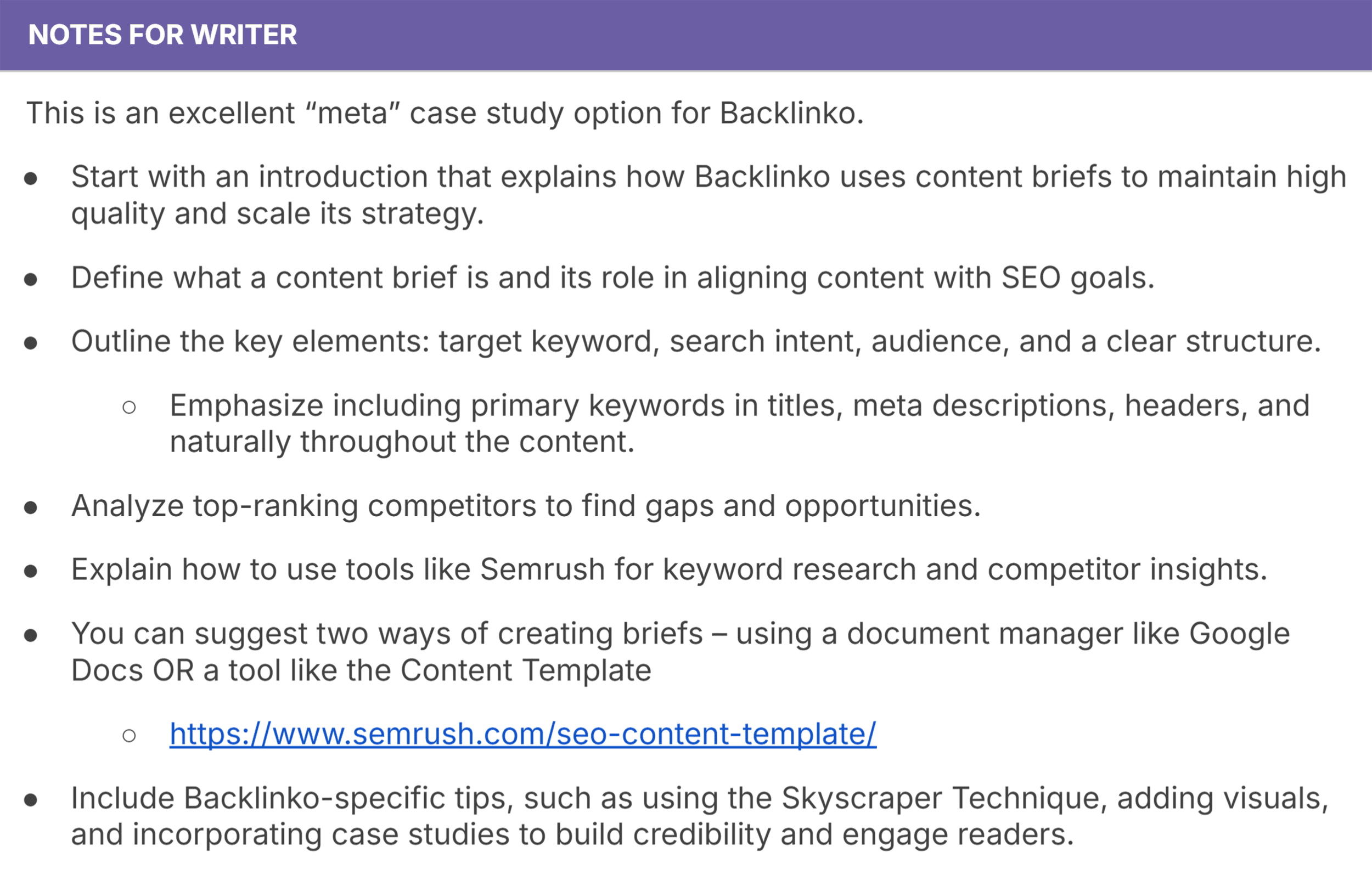 content-brief-notes-for-writer How to Create a Content Brief: A Step-by-Step Guide (+ Templates)