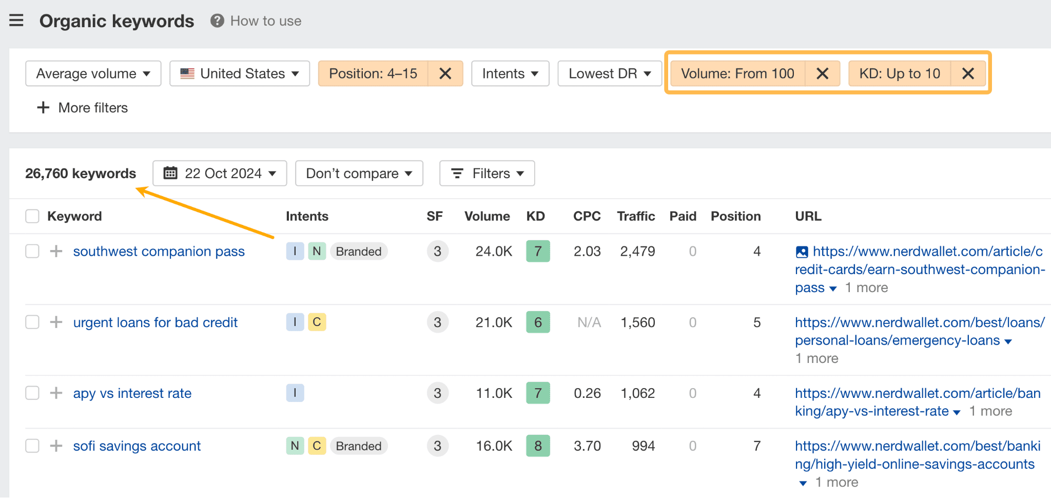 example-of-additional-filters-applied-in-ahrefs-to 12 Low-Hanging Fruit SEO Tactics You Can Implement Today