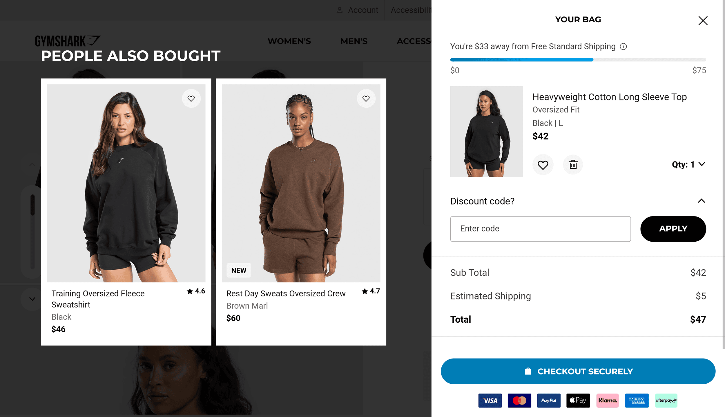 gymshark-shopping-cart-options Ecommerce Website Design: How to Create a Store That Sells