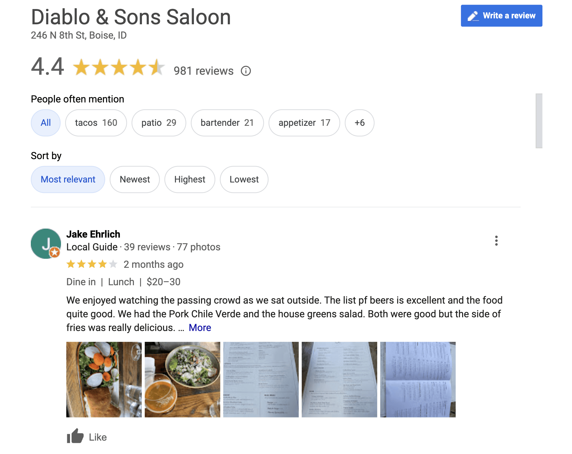 google-review-example