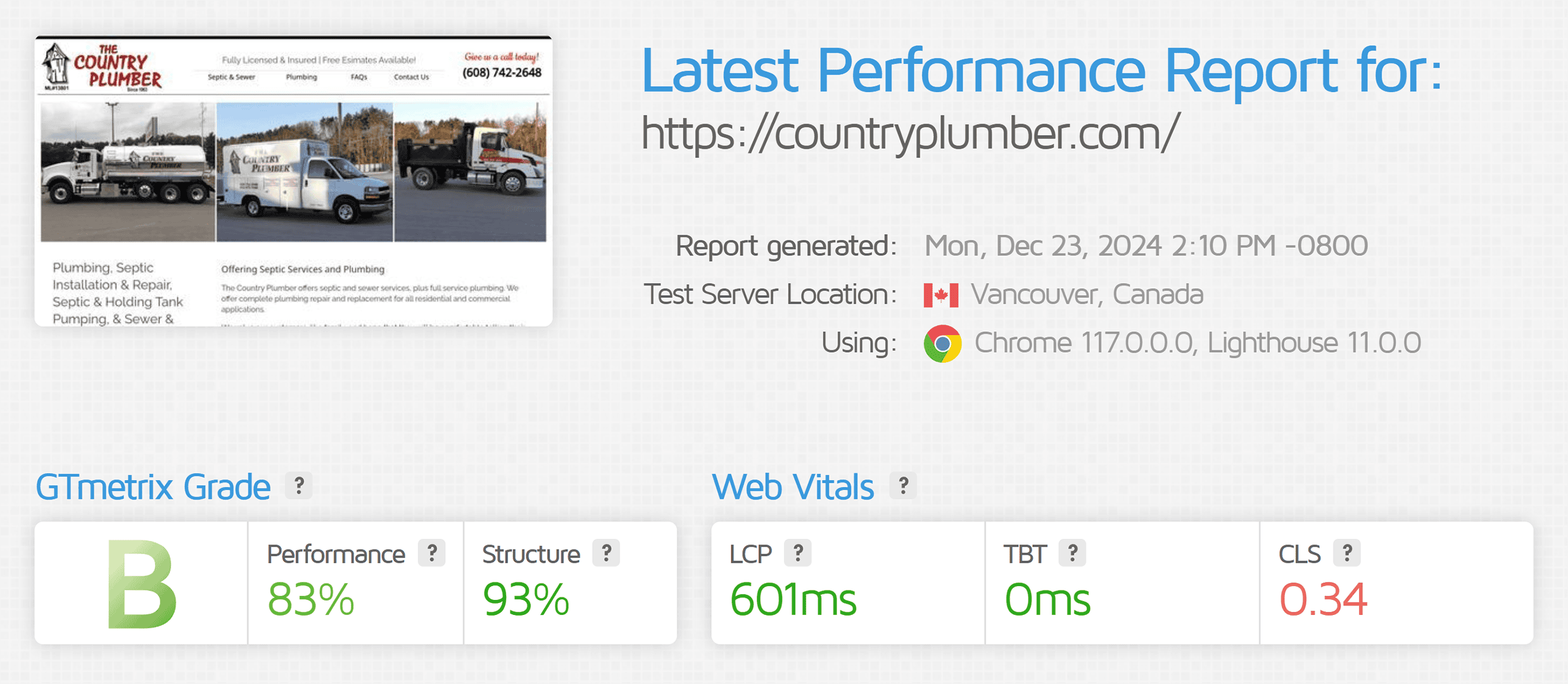 gtmetrix-countryplumber-report SEO for Plumbers: How to Rank Higher & Get More Customers