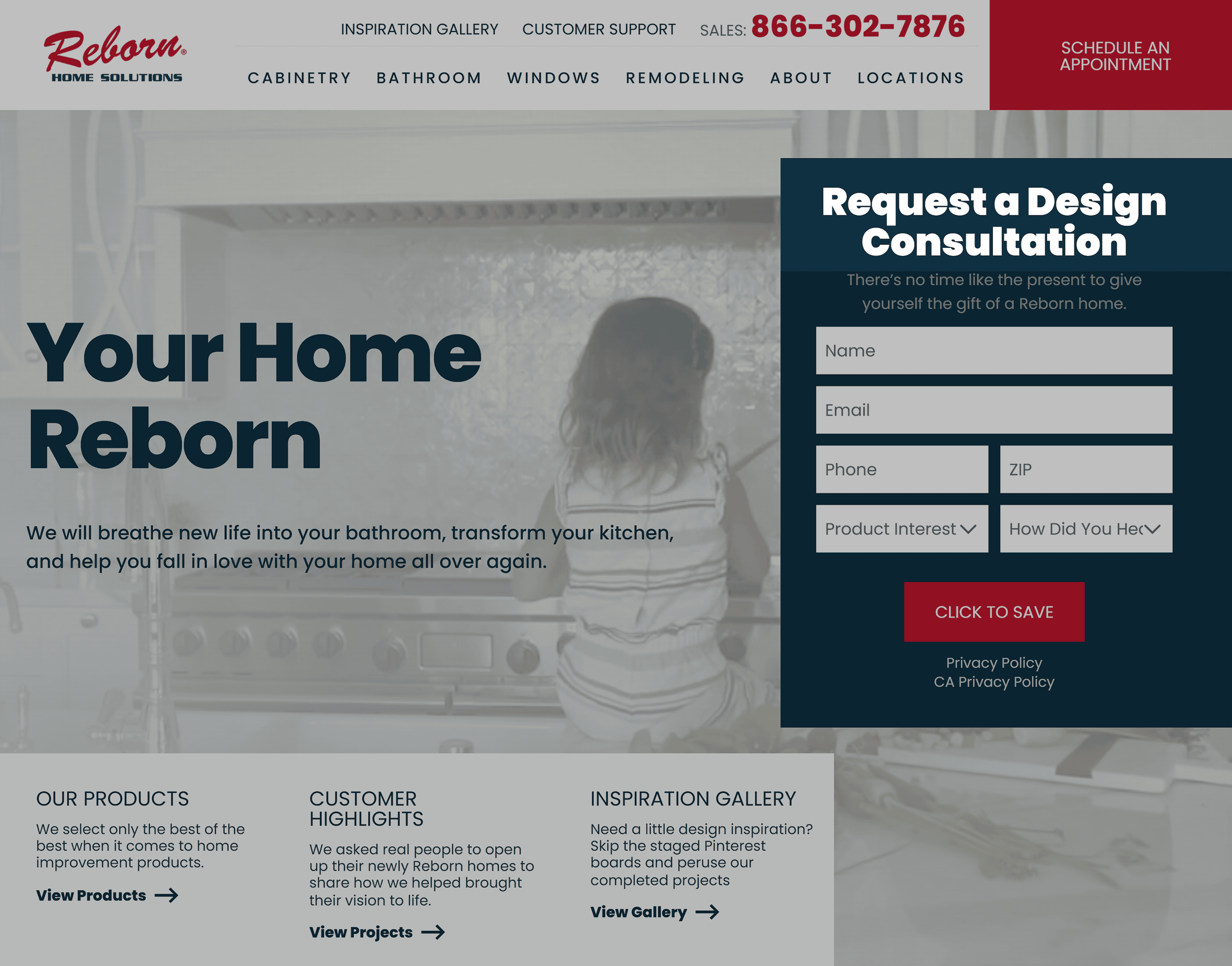 reborncabinets-homepage How to Do SEO for Contractors (5 Steps + Examples)