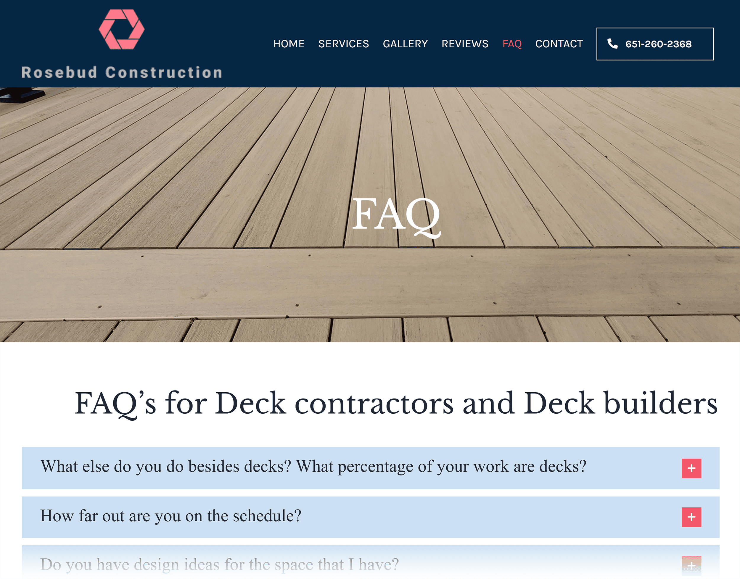 rosebudconstruction-homepage How to Do SEO for Contractors (5 Steps + Examples)