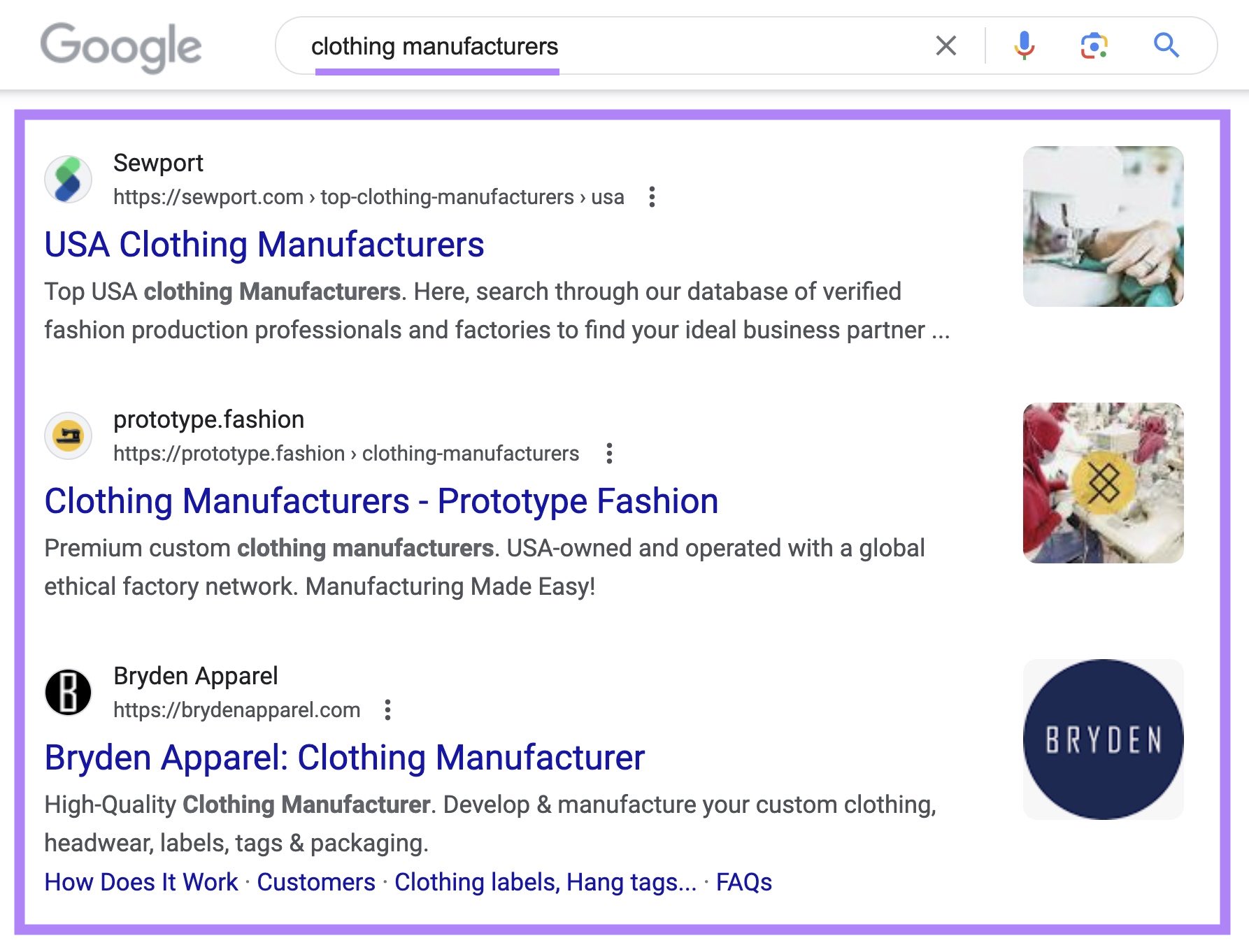 serp-results-for-clothing-manufacturers