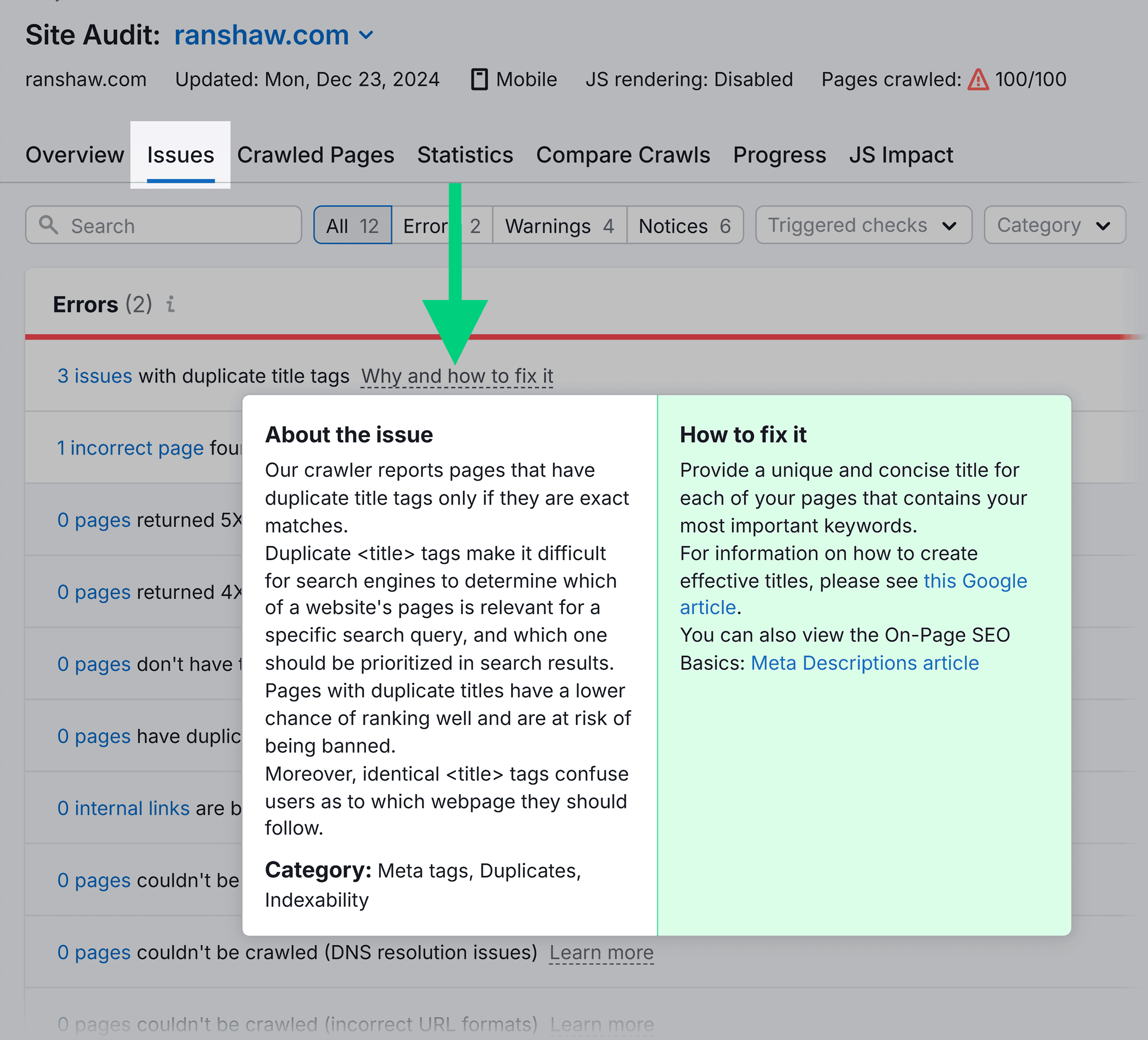 site-audit-ranshaw-issues-how-to-fix-it SEO for Plumbers: How to Rank Higher & Get More Customers