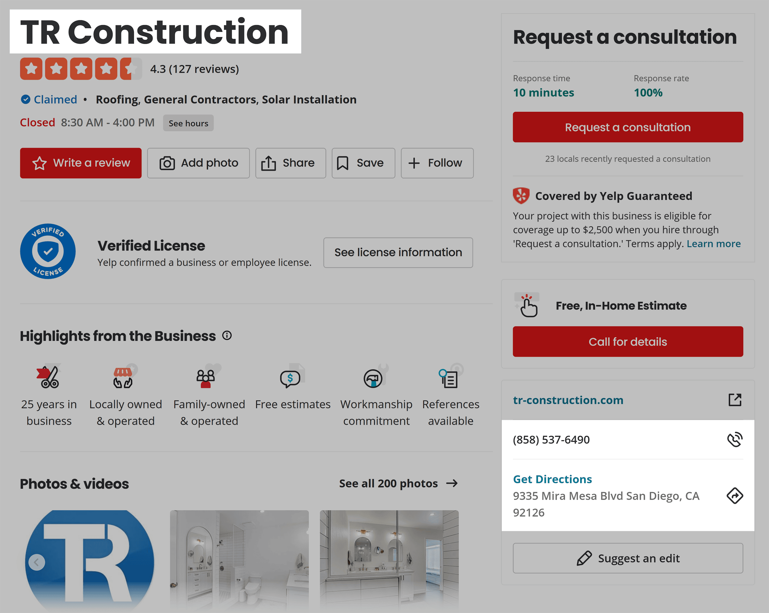 yelp-trconstruction-profile How to Do SEO for Contractors (5 Steps + Examples)